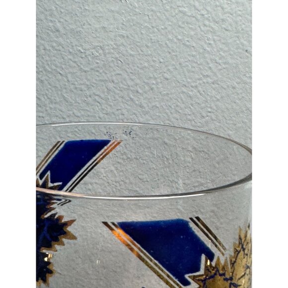Vintage lot Of 3 MCM 22k Fred Press Signed Blue 22K Gold Rocks Glass 3.5 Leaf - Picture 8 of 9